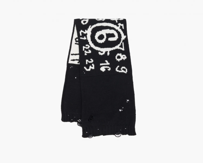 MM6 Maison Margiela Numbers-Motif Virgin Wool Scarf  MM6 Maison Margiela Numbers-Motif Virgin Wool Scarf