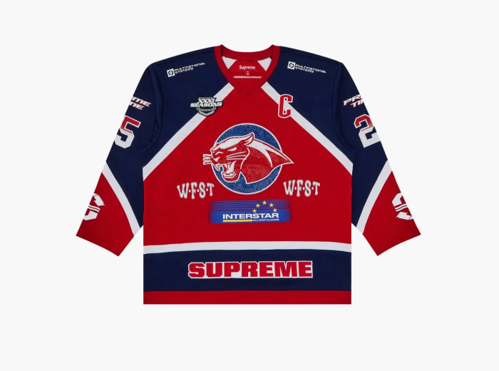 Supreme Rhinestone Hockey Jersey Red 