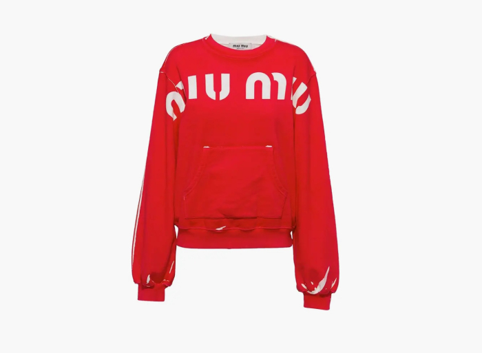 Miu Miu Felpa Logo Jumpers Red  Miu Miu Felpa Logo Jumpers Red