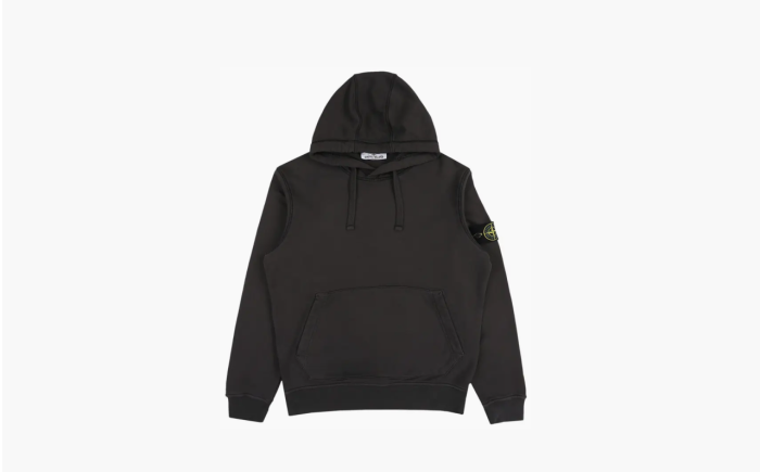 Stone Island Logo Patch Drawstring Hoodie Charcoal  Stone Island Logo Patch Drawstring Hoodie Charcoal