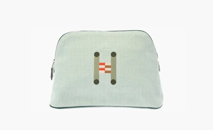 Hermès Bolide Pouch MM Crazy H Cloud White & Mint Green 
