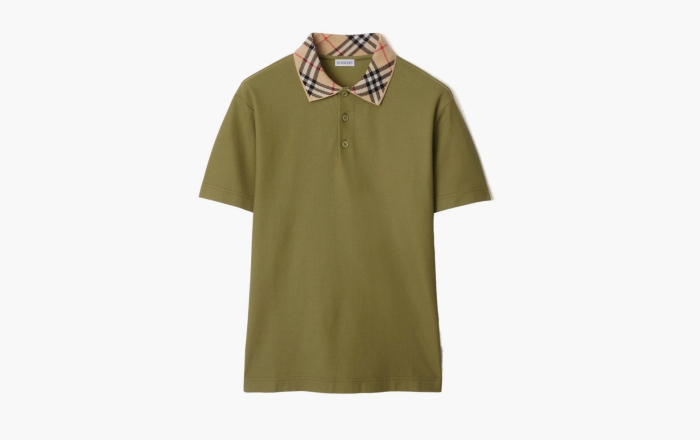 Burberry Check Collar Cotton Polo Shirt  "Estate" 