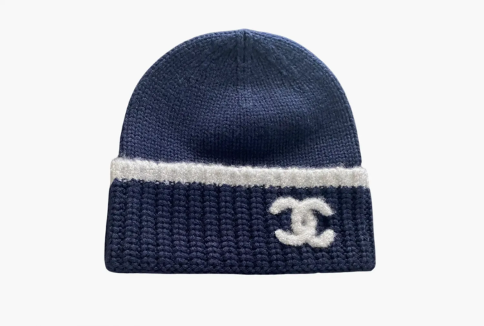 Chanel Beanie Hat Wool Navy Blue  Chanel Beanie Hat Wool Navy Blue
