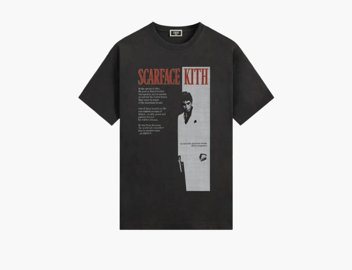 Kith For Scarface Film Poster Vintage Tee Black  Kith For Scarface Film Poster Vintage Tee Black
