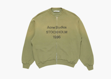 Acne Studios Washed Zip-Up Cardigan Olive Green 