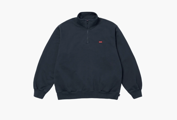 Supreme Small Box Half Zip Pullover  Navy 