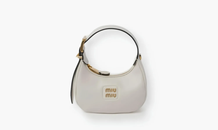Miu Miu Leather Hobo Bag Halk White 