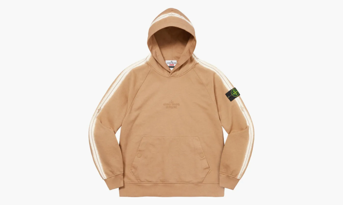 Stone Island X Supreme Stripe Hooded Sweatshirt Tan 