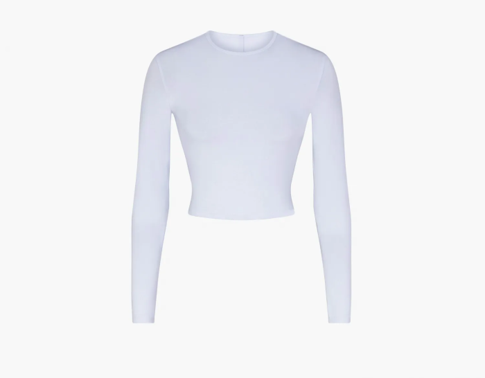 Skims New Vintage Cropped Long Sleeve T-Shirt Periwinkle  Skims New Vintage Cropped Long Sleeve T-Shirt Periwinkle