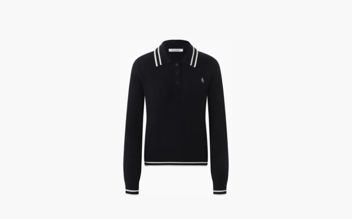 Sporty & Rich Logo-embroidered Polo Top WMNS Navy 