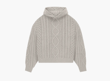 Fear of God Essentials Cable Knit Hoodie Silver Cloud 