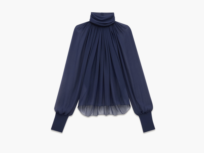 Saint Laurent Turtleneck Blouse Navy  Saint Laurent Turtleneck Blouse Navy