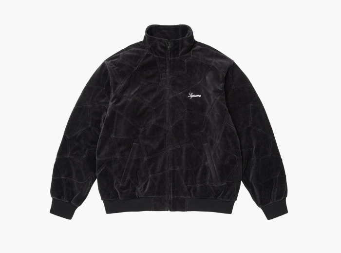 Supreme Patchwork Velour Track Jacket  "Black" 