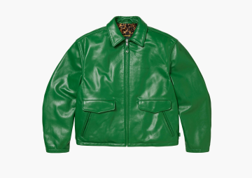 Supreme x Schott Leather Racer Jacket Green 