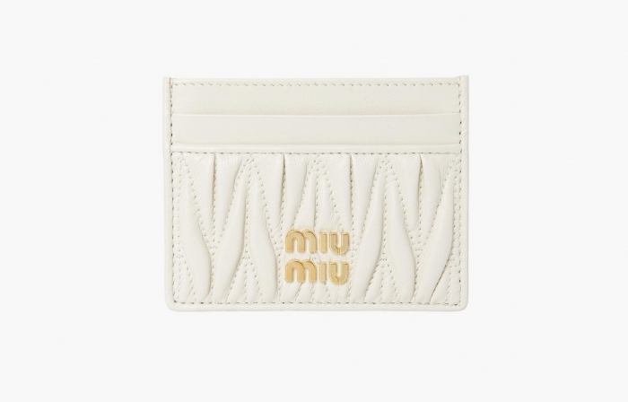 Miu Miu Matelasse Nappa Leather Card Holder "White" 