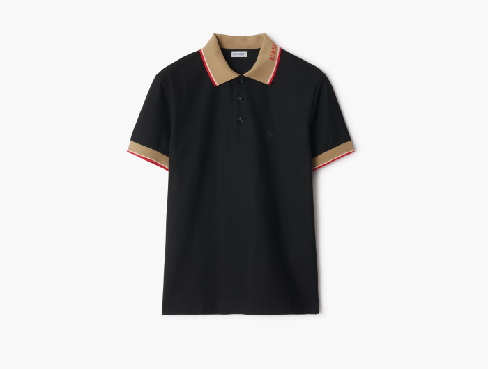 Burberry Cotton Polo Shirt "Black" 