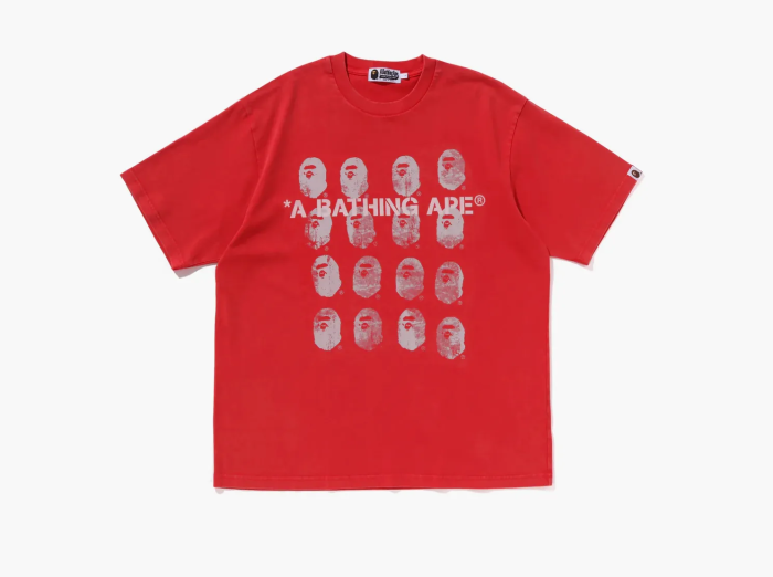 A Bathing Ape Garment Dye Logo Relaxed Fit Tee Red  A Bathing Ape Garment Dye Logo Relaxed Fit Tee Red