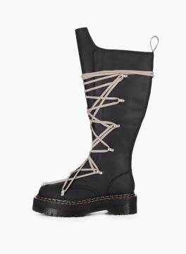 Rick Owens x Dr. Martens 1B60 Quad Sole Pentalace Boots Black 