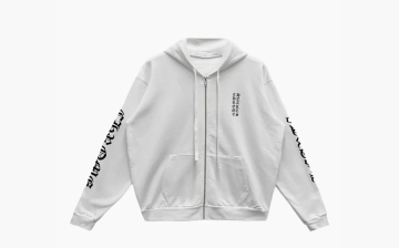 Chrome Hearts Vertical Logo FU Hood Zip Up Hoodie White 