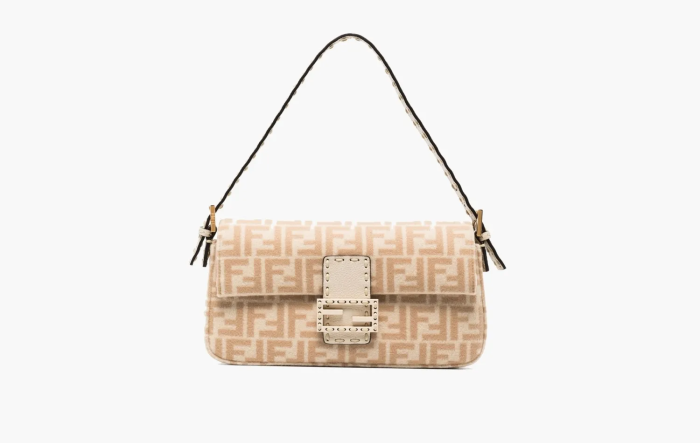 Fendi Baguette 1976 Large Wool Bag Beige/Brown 
