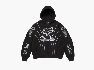 Supreme x Fox Racing Zip Up Hooded Sweatshirt Black 