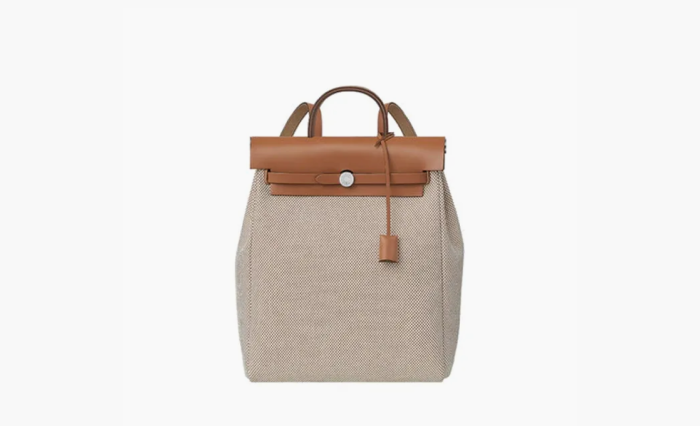 HERMES Herbag Zip Viking Canvas With Hunter Cow Leather Backpack "Gray" 