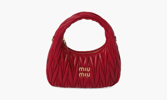 Miu Miu Wander Matelasse Nappa Leather Hobo Bag Red 