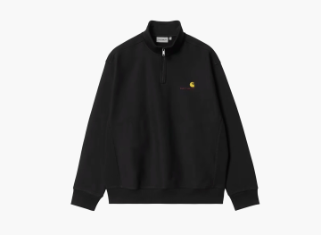 Carhartt WIP Half Zip American Script Sweatshirt Black 