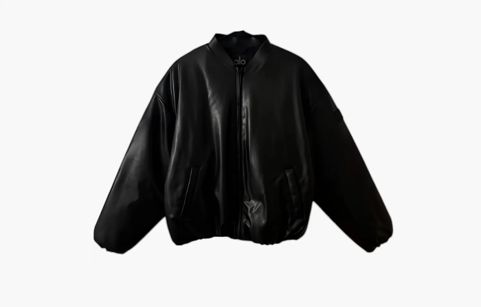 Alo Yoga Faux Leather Premier Bomber Black  Alo Yoga Faux Leather Premier Bomber Black