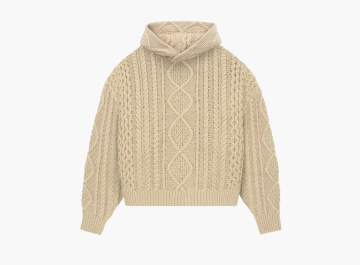 Fear of God Essentials Cable Knit Hoodie Gold Heather 