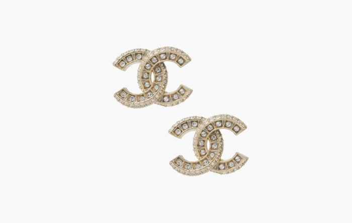 Chanel Crystal CC Gold Stud Earrings Gold  Chanel Crystal CC Gold Stud Earrings Gold