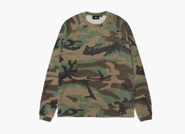 Stussy Raglan Thermal Long-Sleeve Crew Woodland Camo  