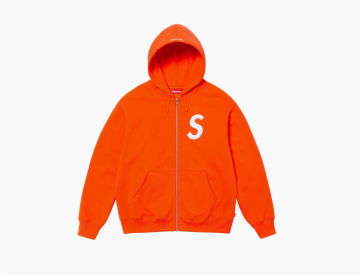 Supreme S Logo Zip Up Hooded Sweatshirt Bright Orange 
