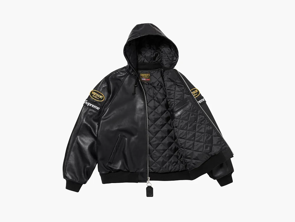 Supreme x Vanson Leathers Hooded Work Jacket Black