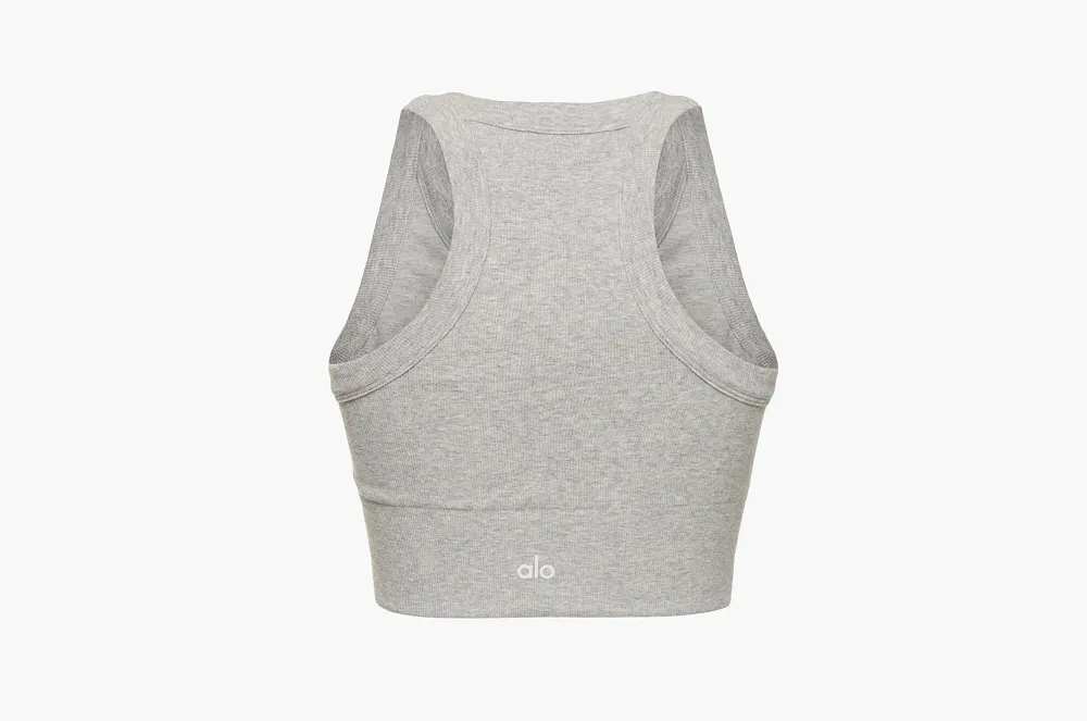 Alo Yoga Seamless Delight High Neck Bra Athletic Heather Grey