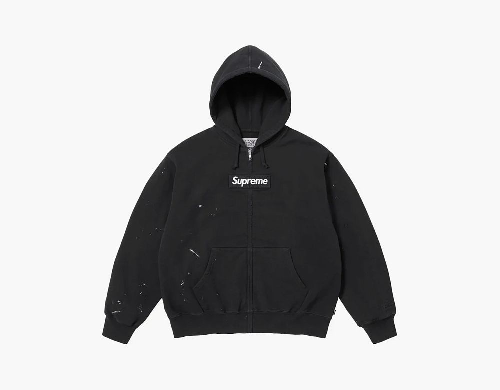 Supreme x MM6 Maison Margiela Box Zip Up Hooded Sweatshirt Black