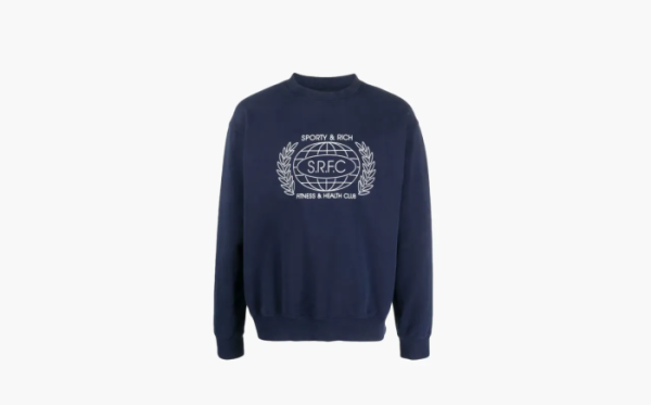 Sporty & Rich SRFC-print Cotton Sweatshirt Blue 