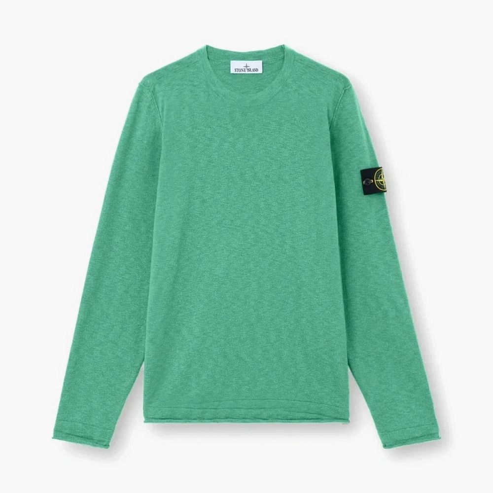 Stone Island Organic Cotton Nylon Crewneck Jumper Malachite