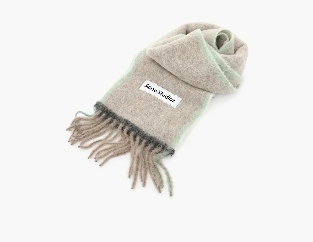 Acne Studios Wool Mohair Scarf Beige/Grey