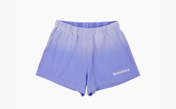 Sporty & Rich Serif Logo Embroidered Disco Shorts Dip Dye WMNS Blue/White 