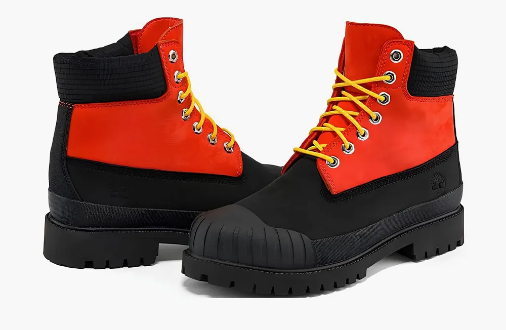 Timberland Premium 6 Inch Waterproof Boot Medium Orange Nubuck with Black