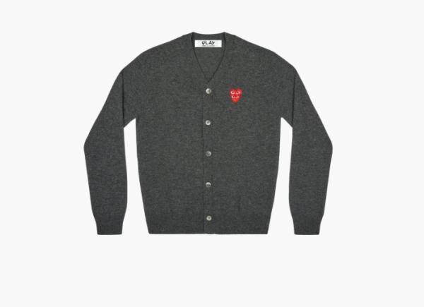 COMME des GARCONS PLAY Cardigan Red Emblem Grey 