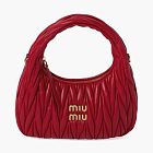 Miu Miu Wander Matelasse Nappa Leather Hobo Bag Red