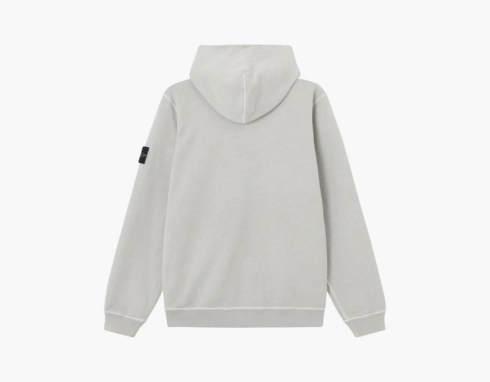 Stone Island Malfile Fleece Old Effect Hooded Sweatshirt Pearl Grey