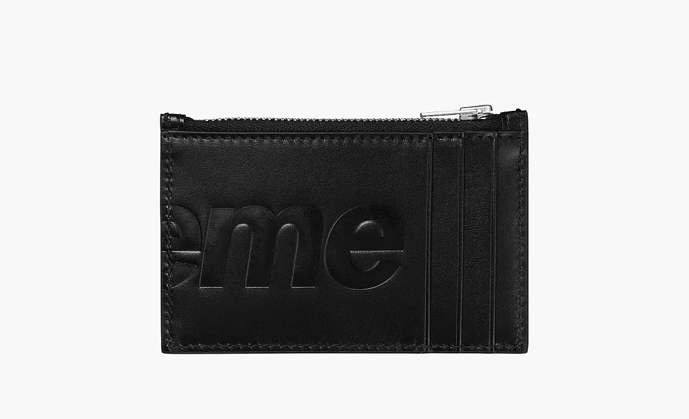 Supreme Leather Zip Card Holder Black