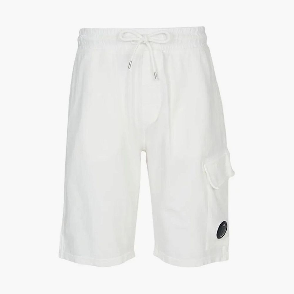 C.P. Company Light Fleece Lens Cargo Shorts White