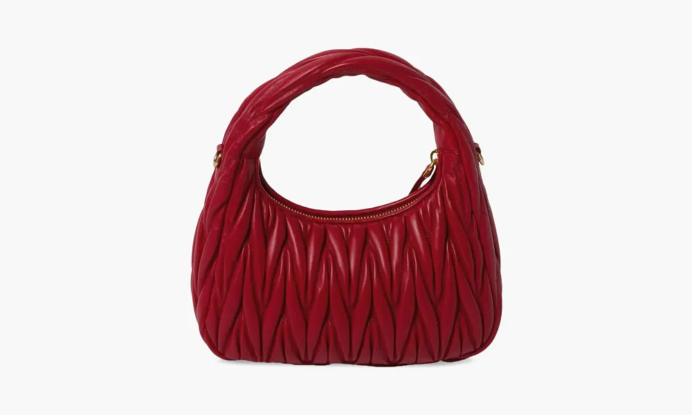 Miu Miu Wander Matelasse Nappa Leather Hobo Bag Red