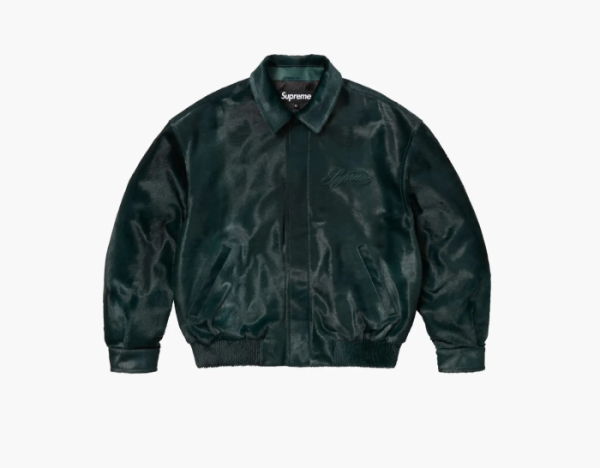 Supreme Ponyhair Varsity Jacket Green 