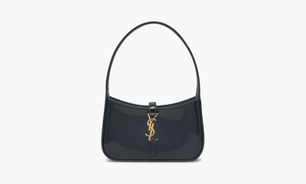 Saint Laurent Le 5 A 7 Mini Hobo in Patent Leather Black 