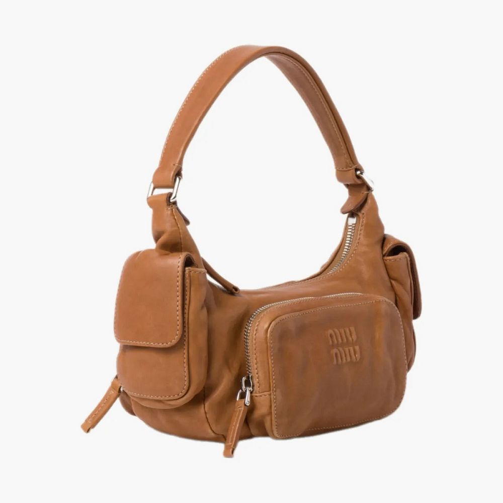 Miu Miu Pocket Nappa Leather Bag Caramel